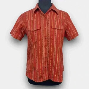 BIT & BRIDLE ladies cotton‎ snap western shirt rust aztec sparkles